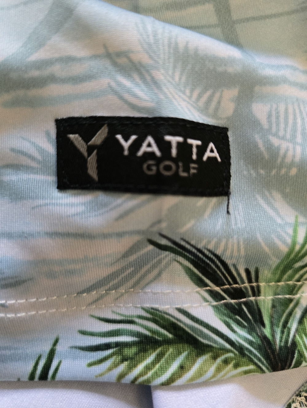 Yatta Golf Palm Tree Performance Polo Shirt Blue XL Stretch Resort Golf - Picture 4 of 7
